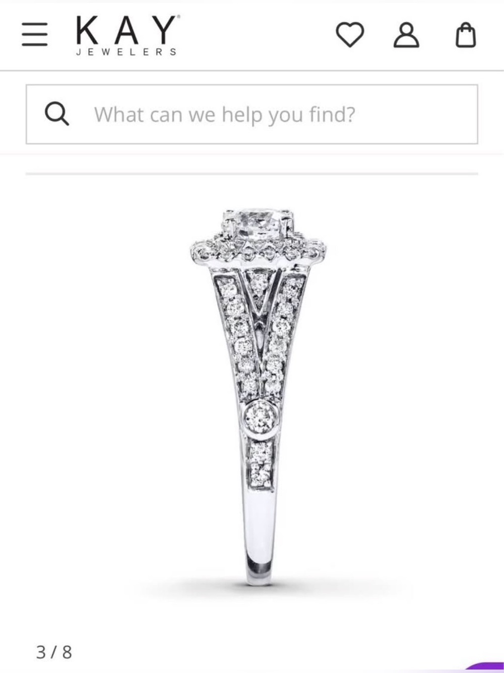 White Gold Halo Engagement Ring + enhancer 14k white gold natural diamonds (Kay) - Picture 8 of 12